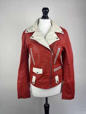 Each Other Leather Biker Jacket Red Women s Size L EXCELLENT!