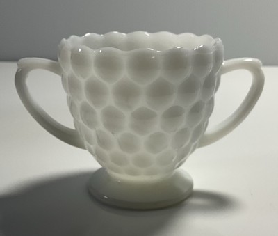 Vintage 1950s White Anchor Hocking Fire King Bubble Milk Glass Sugar Bowl