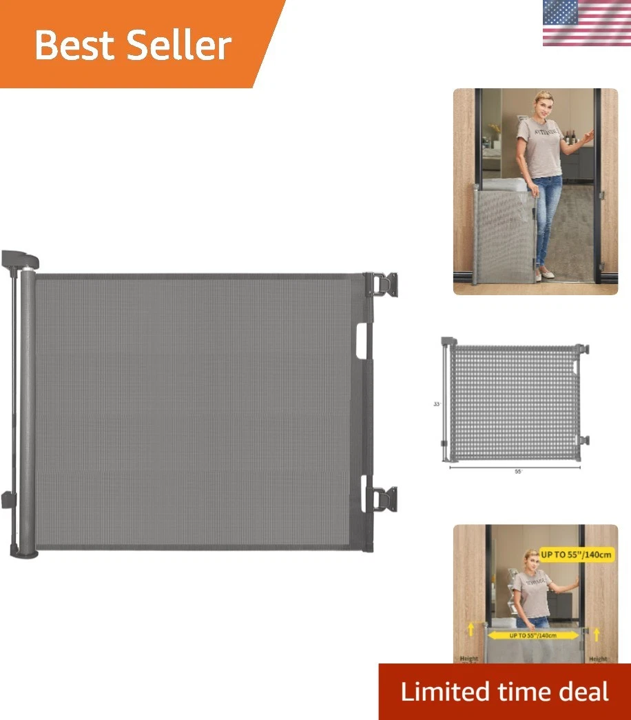 Retractable Baby Gate - 33" Height, Expands to 55" Width, Safety for Kids & Pets
Opens in a new wind