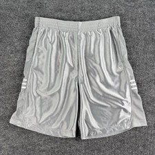 Adidas Shorts Men Medium Silver Mesh Basketball Dazzle Athletic Logo Silky y2k