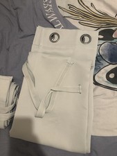 Greyish White Blackout Curtains for Bedroom Window 2 Panels With Tiebacks