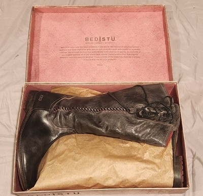 Bed Stu Janina Knee High Leather Boots Black Merlot Rustic Womens Size 11 New