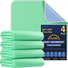 4 PACK 24" x 24" Reusable Underpads Incontinence Washable Bed Pads FAST SHIPPING
