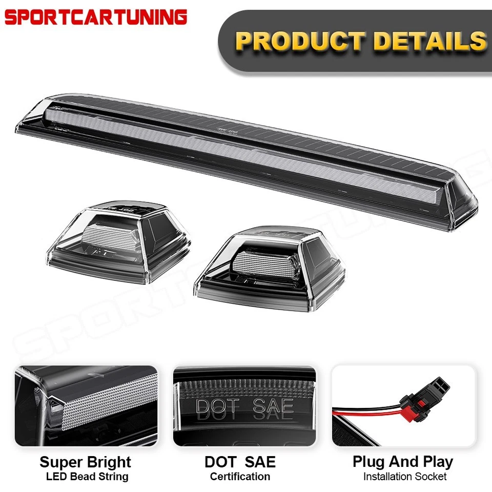 LED Top Cab Roof marker Light kit For 2020 2021+Chevrolet Silverado 2500 3500 HD — 第 4/4 张图片