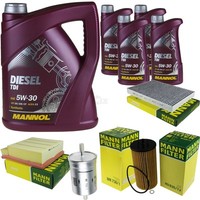 MANN-FILTER Inspektionspaket Mannol 9L Diesel Tdi 5W-30 FüR Audi A4 Avant S4