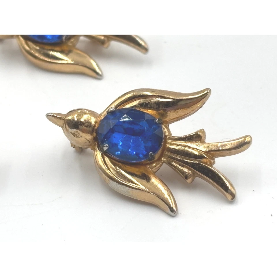 Набор из 3 1940-х CORO синий пегас ласточка птица желе бобы стразы - Изображение 2 из 4