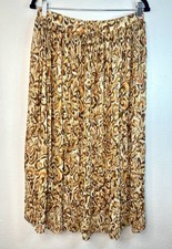 Vintage Alfred Dunner Crinkle Pleated Brown Floral Maxi Skirt Size 12 Elastic WB