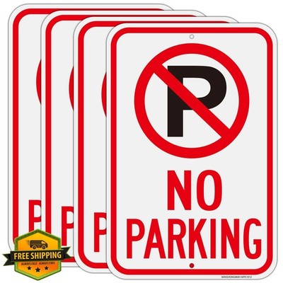 MINGHONG 4Pk 18x12 Reflective No Parking Signs Aluminum