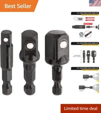 Durable 3-Piece Stubby Impact Socket Adapter Set with Corrosion Resistance