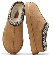 Mens Slippers0 Genuine Leather with Australian Shearling Lining  10 Chestnut