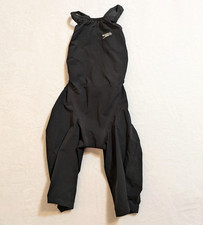 Speedo Womens US 23 Kneeskin Swimsuit Racing Black Open Back Competitive-Flaws
