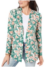 Denim Co. Printed Jersey Open Front Long Sleeve Cardigan Deep Pine
