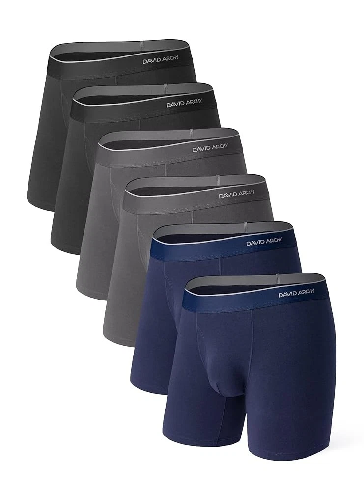 Boxer Uomo Rayon Di Bambù David Archy - Ultra Morbidi E Traspiranti Con Pouch U - Multicolore, Taglia M