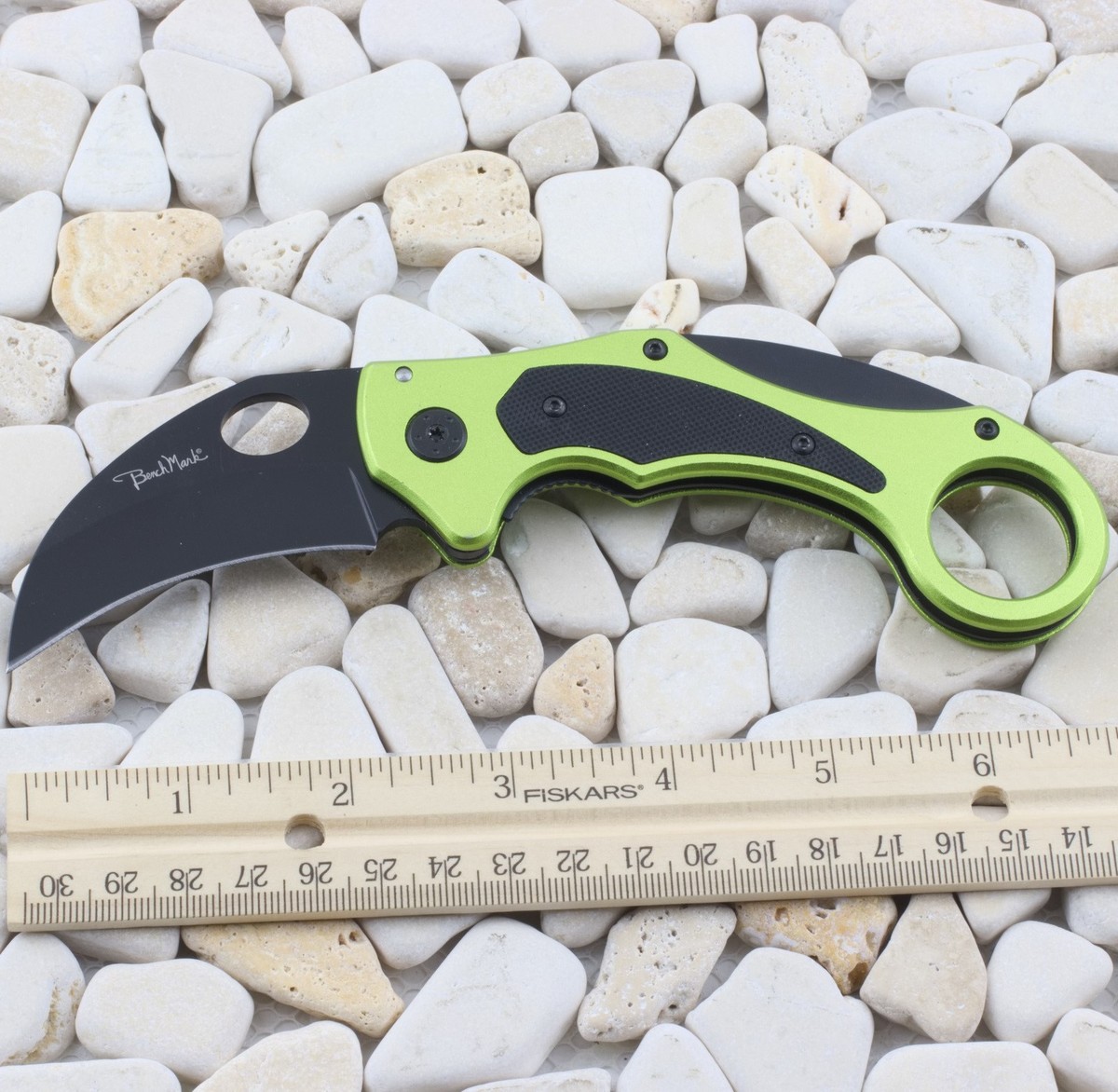 Benchmark Venom Karambit Folding Knife Noen Green Aluminum Handle