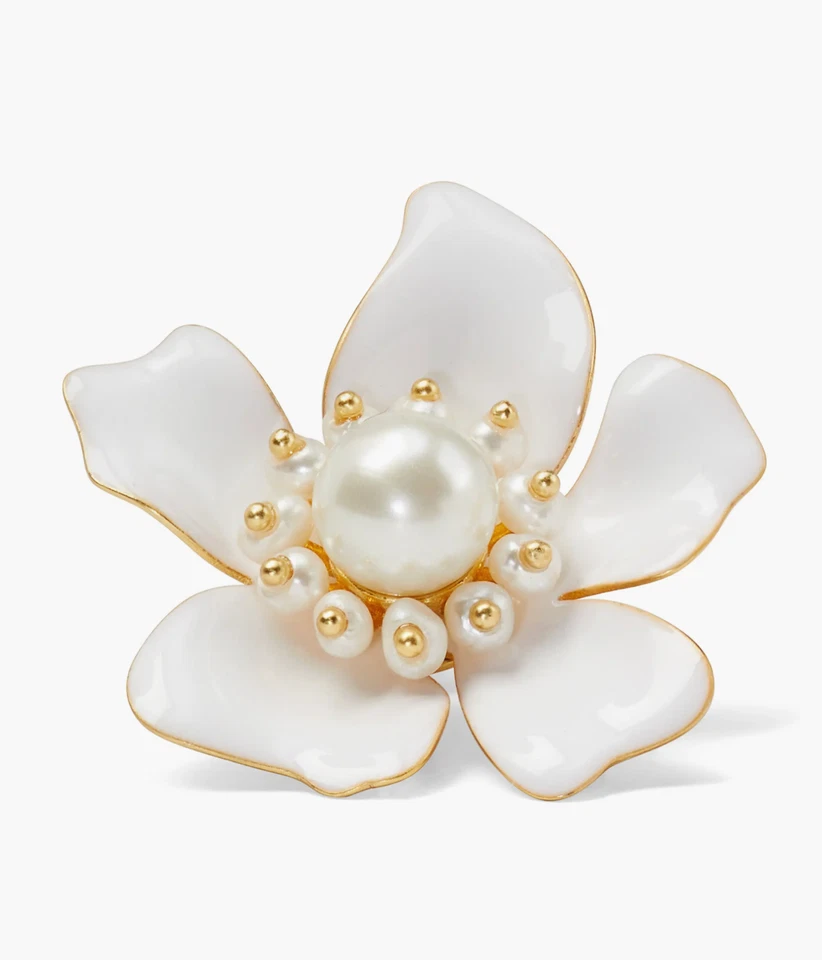 Kate Spade W1206 Gold-Tone Imitation & Freshwater Pearl Enamel Flower Studs - Image 3 of 4