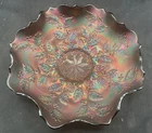 WONDERFUL VINTAGE CARNIVAL FENTON HOLLY PURPLE RUFFLED BOWL “NICE IRIDESCENCE”