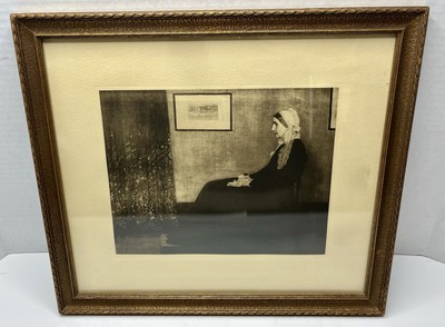 Antique 1800 s Whistler's Mother Framed Print Original Vintage Wall Art 14 x16 