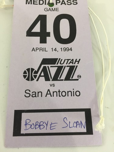 Utah Jazz San Antonio 1994 Media Pass Game 40 Nba Bobbye Sloan - Picture 3 of 8