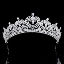 Luxury All CZ Cubic Zirconia Flower Wedding Party Princess Prom Tiara Crown