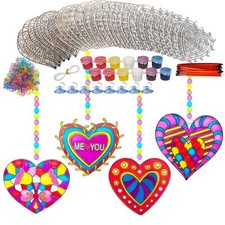 28 Sets Heart Suncatchers For Windows Valentine's Day Suncatcher Craft Kits Diy