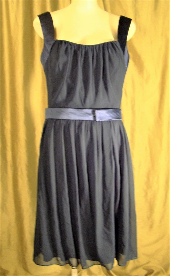 Vestido de graduación After Six azul medianoche largo cóctel talla 12 damas de honor 6670 Foto 3 de 4