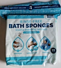 Scrubzz Disposable Rinse Free Bathing Wipes - 25 Pack All-in-1 Single Use Shower