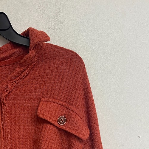 Frye And Co. Waffle Back Hang Long Sleeve Shirt Size Small Print Sueded Rosewood - Picture 4 of 18