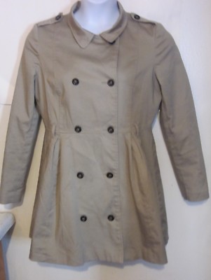 DIVIDED by H&M misses 14 dark Beige Double Breasted Cotton Jacket pea Coat j228