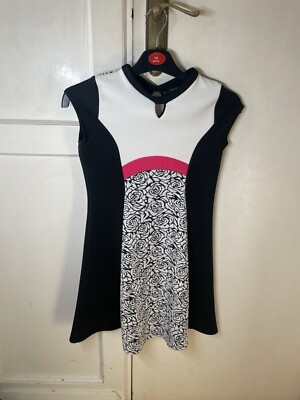 Top Zustand: River Island Mädchen schwarz-weiß Kleid (Alter 11-12 Jahre)