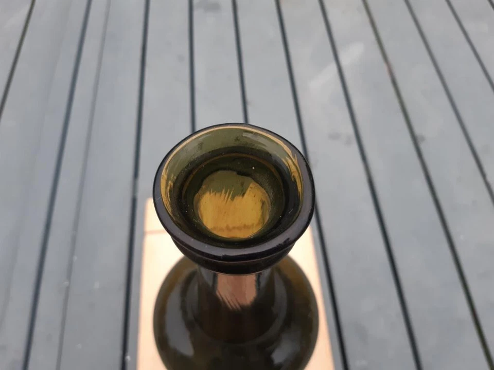 RARE bouteille large col verre soufflé mid 1730-1750 antique bottle ancien mooth - Photo 3/4