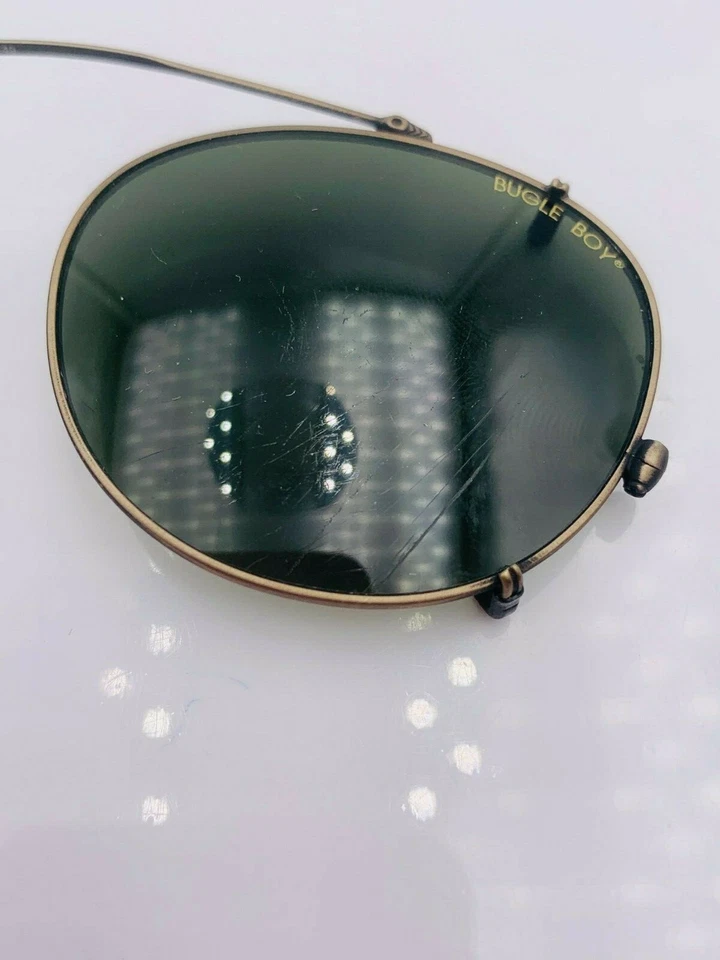 Monturas de gafas de sol vintage Bugle Boy antiguas de metal dorado ovaladas con clip Foto 4 de 4