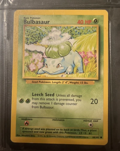 Pokémon TCG Bulbasaur Base Set 44/102 1995 Original *Rare