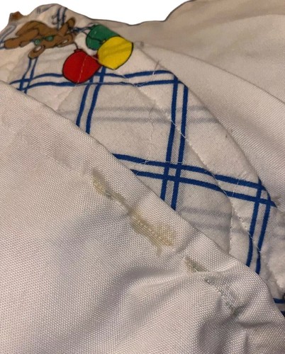 Vintage 1980’s That’s Our Baby Quilted Crib Blanket Bear Balloons Primary Color - Picture 5 of 7
