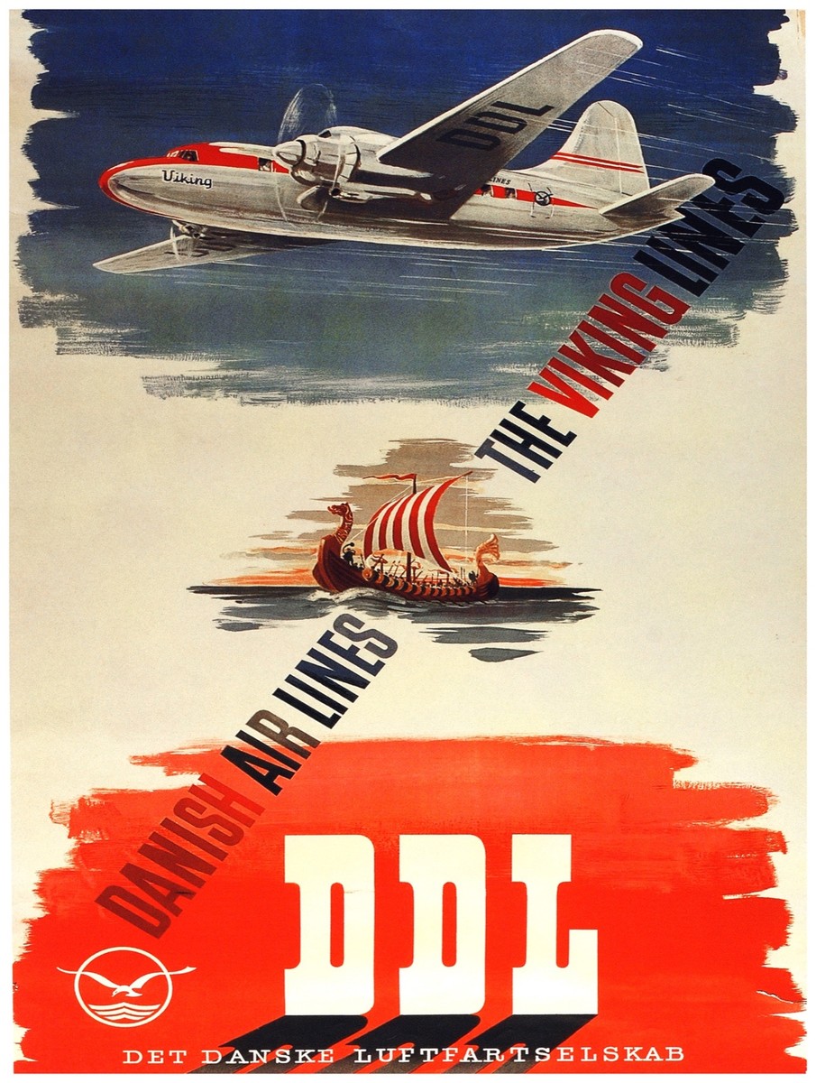 9948.DDL.Viking lines.danish airlines.POSTER.home decor graphic 