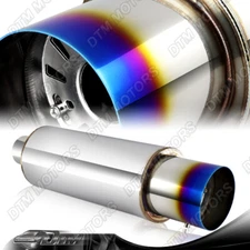 N1 Style Burn Tip 4" Stainless Steel Muffler 2.5" Inlet +Silencer Universal 5