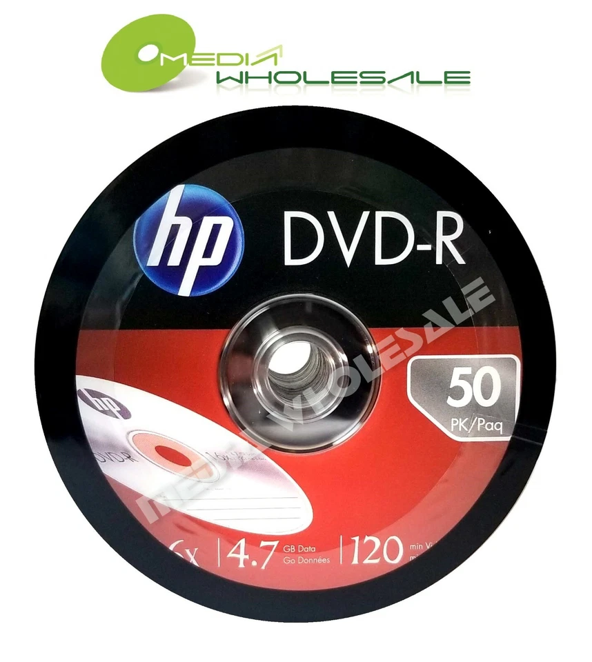 100 HP Blank 16X DVD-R Logo Branded 4.7GB  Disc +100 PREMIUM White Paper Sleeves - Image 2 of 4