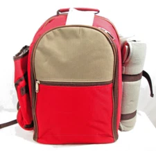 Red Envelope Picnic Backpack Insulated Wine Cooler Service for 4 New with Tag