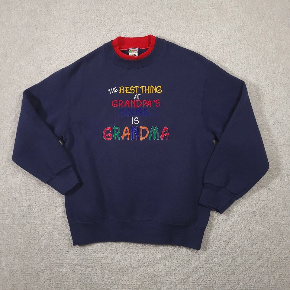 Sudadera vintage Fruit Of The Loom abuela para mujer talla M azul bordada  Foto 2 de 4