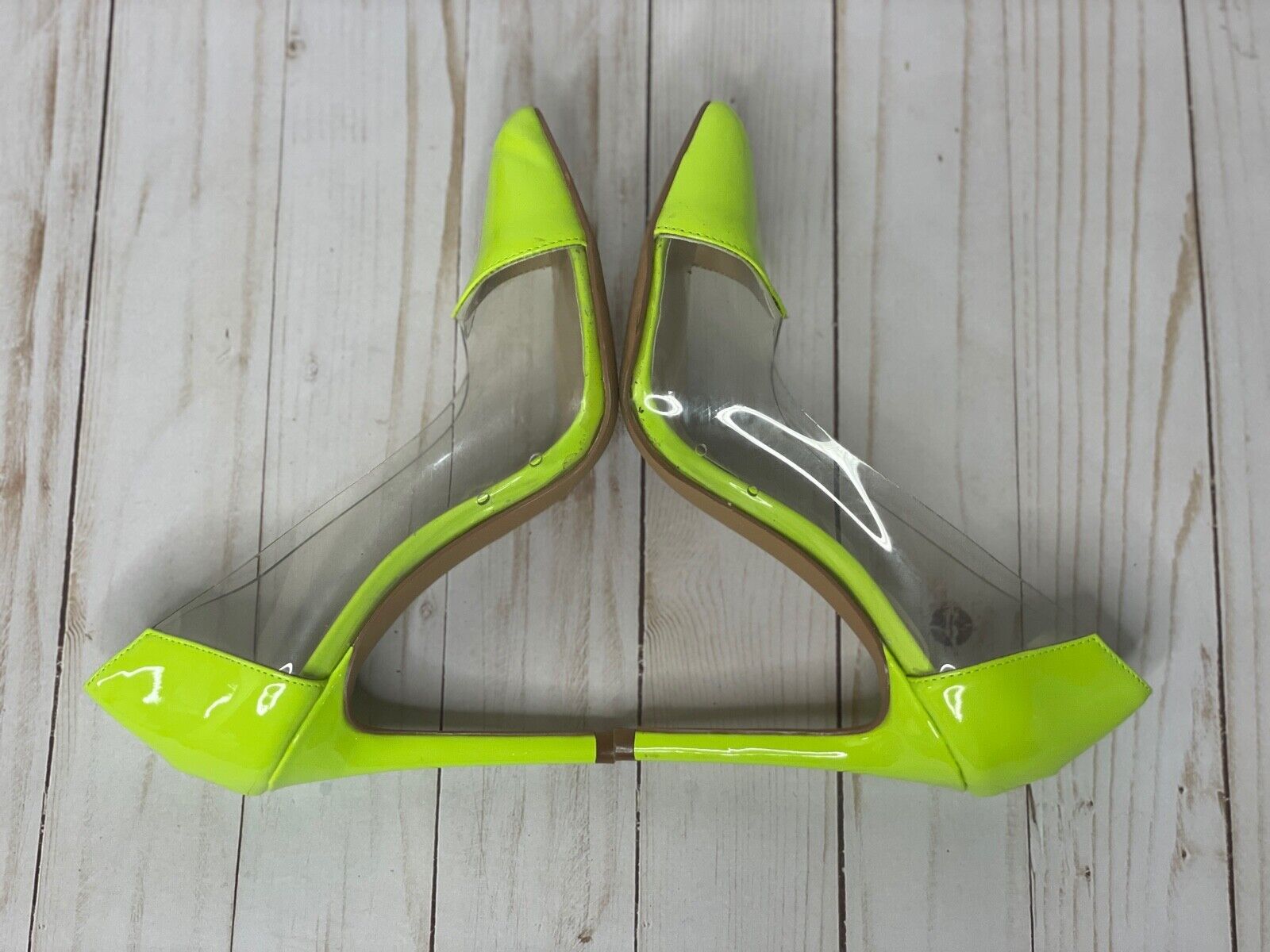 Guess Crave Clear Lucite Lime Yellow Pumps Size 6 - image 4