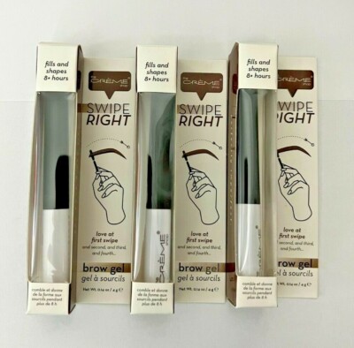 LOT OF 3 THE CREME SHOP SWIPE RIGHT BROW GEL BROWN CR-EY-BSRBR 0.14oz NIB