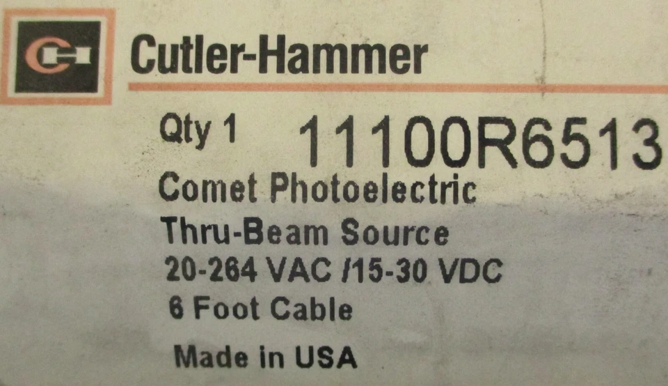 Eaton Cutler Hammer 11100R6513 Photoelectric Thru-Beam Sensor 20-264VAC/15-30VDC - Image 2 of 4