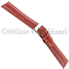19mm deBeer Havana Genuine Lizard Turned Edge Stitched Mens Watch Band Long