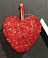 Valentine's Day Wall Decor Red Sequin Heart Ornament Ashland 4  X 4  New    