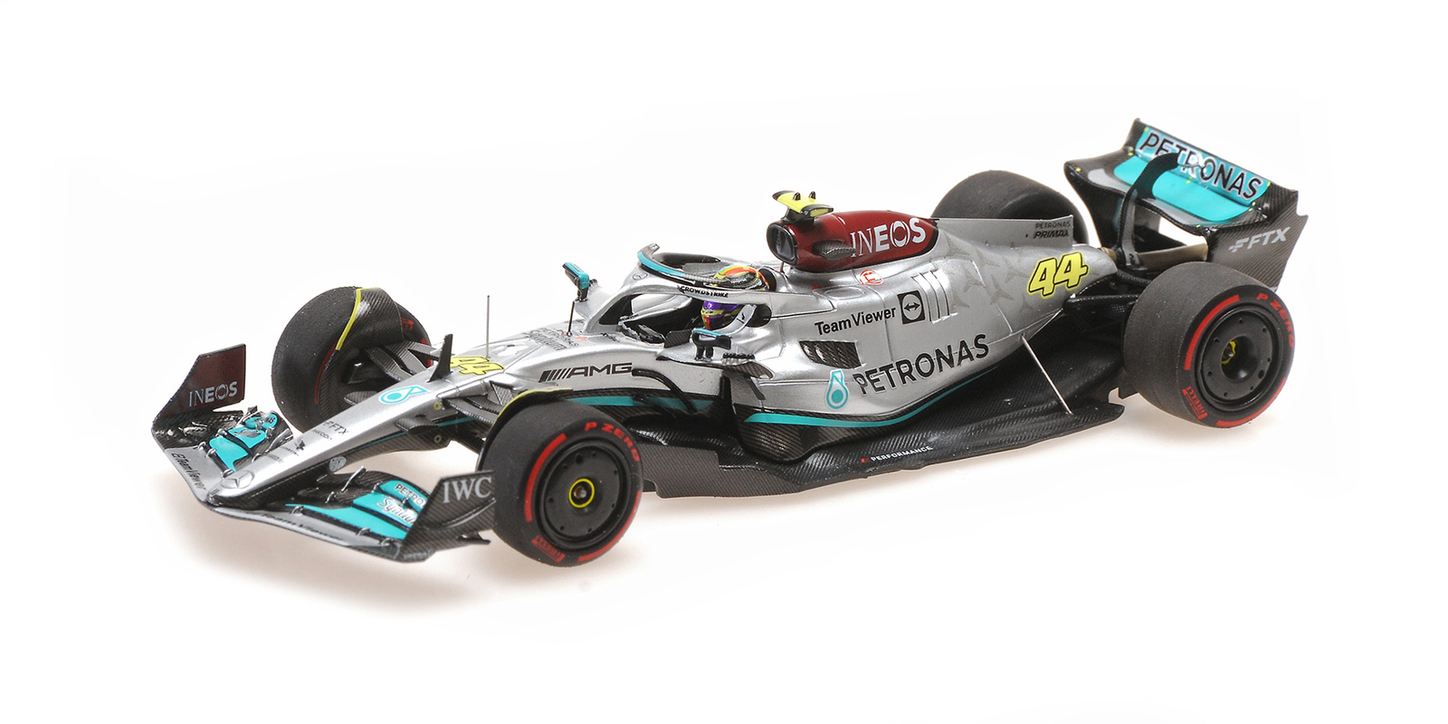 Minichamps 1/43 MERCEDES AMG W13 LEWIS HAMILTON 2ND HUNGARY GP 2022 - 417221344
