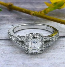 Emerald Cut 2.40Ct Diamond Solid 14k White Gold Engagement Ring Simulated Size 5