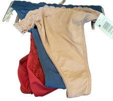 Jaclyn Smith Womens 1 set of 3 pack 2X Micro Lacewaist Thongs-Brand New-SHIP 24H