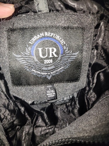 Urban Republic Boys Gray Hooded Full-Zip Wool Blend Jacket Size L/14-16 - Picture 3 of 5