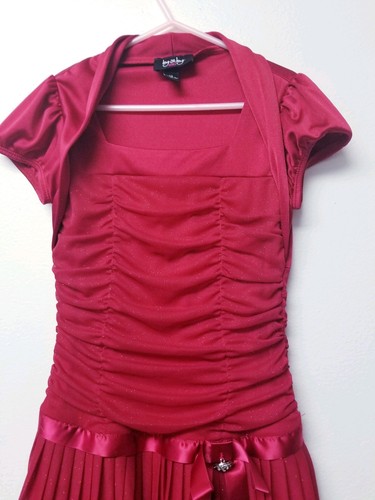Red Sparkly Holiday Girls Size 10 Dress By and By Girl  - Picture 2 of 9