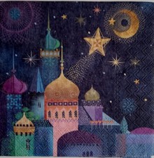 4 Servilletas decoradas Minaretes.4 Napkins decoupage 