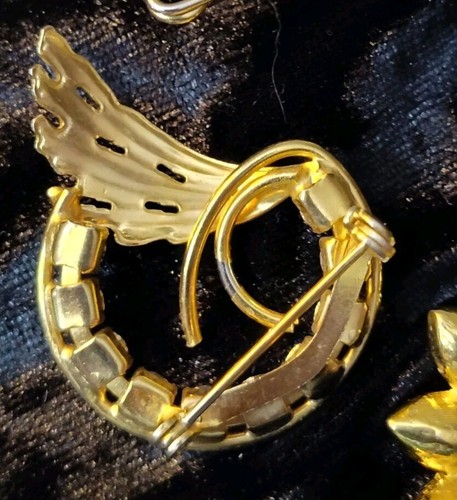 Vintage STRASS BROSCHEN KONVOLUT Blumen Wirbel goldfarben & Perlen edel Grannycore - Bild 8 von 11